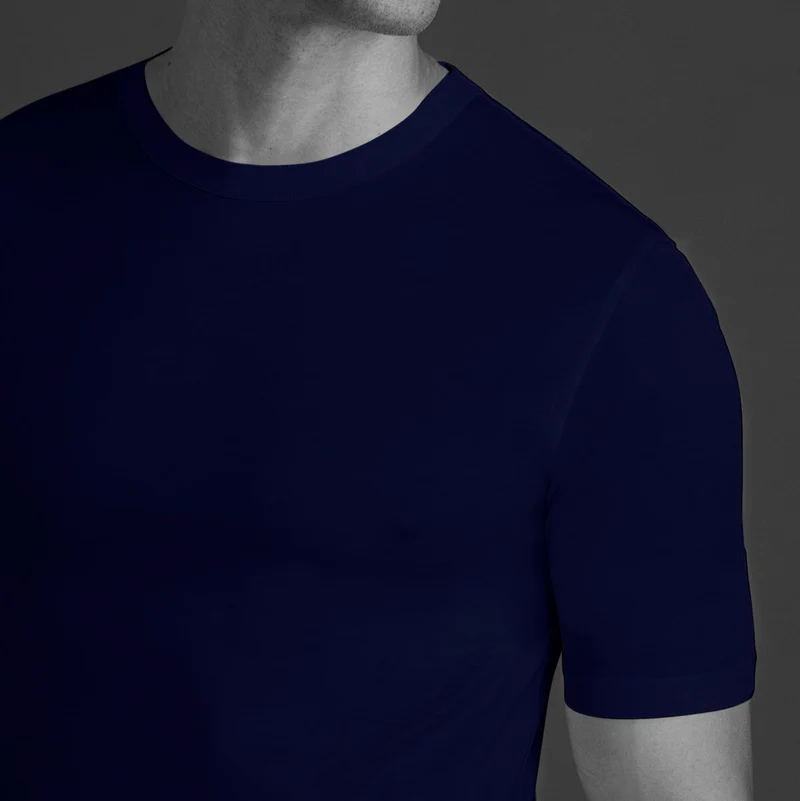 T-shirt col rond - Bleu - Coton Sea Island