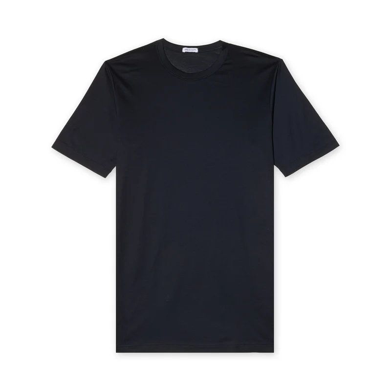 T-shirt col rond - Bleu - Coton