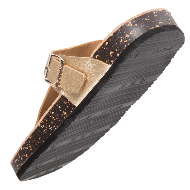 Mules sandales Femme Bride Doré