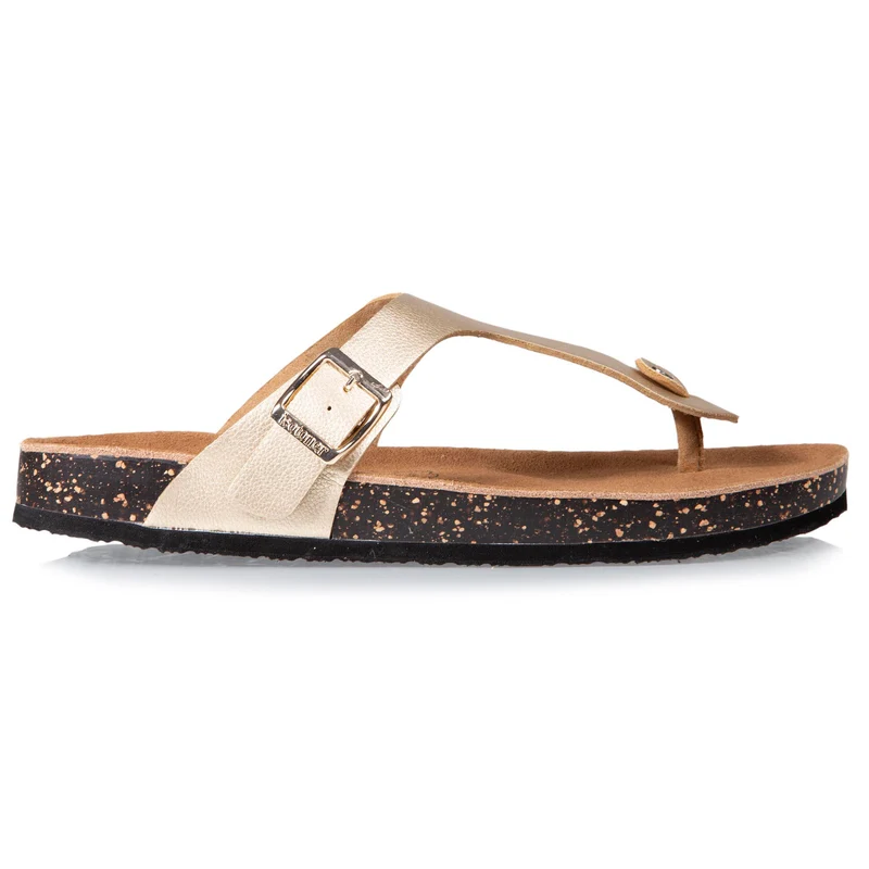Mules sandales Femme Bride Doré