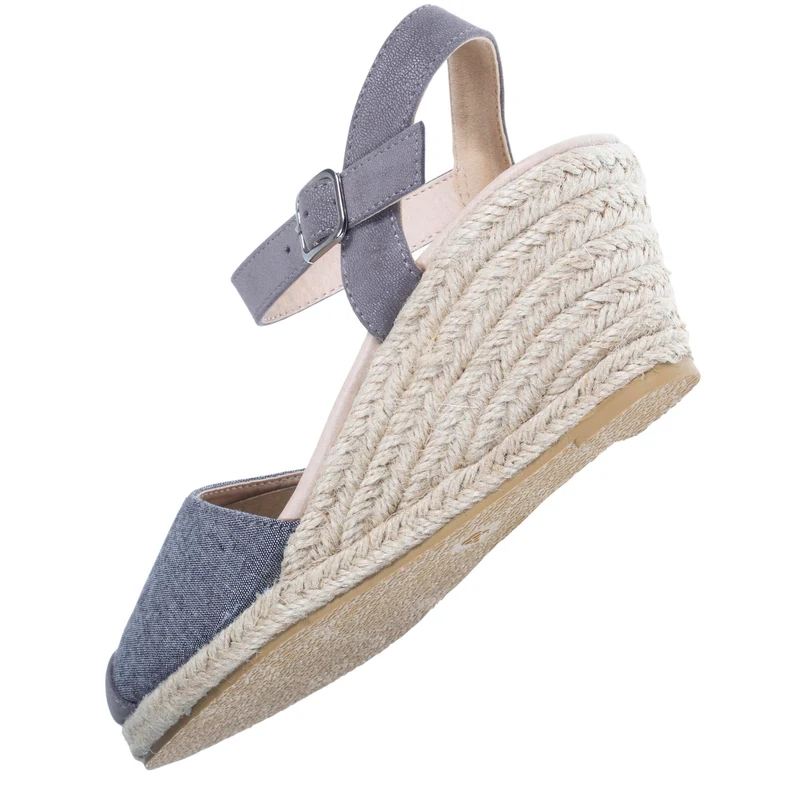 Espadrilles fermées Femme talon corde Grise
