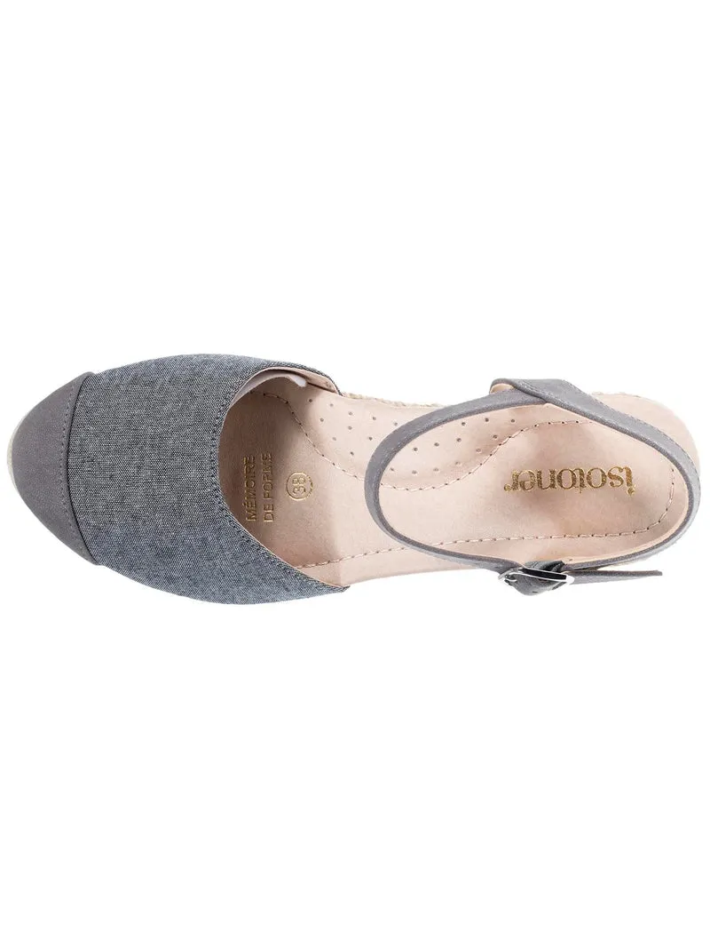 Espadrilles fermées Femme talon corde Grise