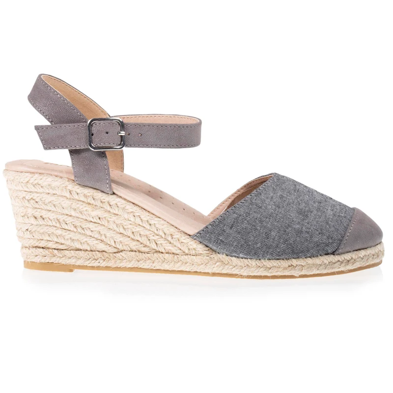 Espadrilles fermées Femme talon corde Grise