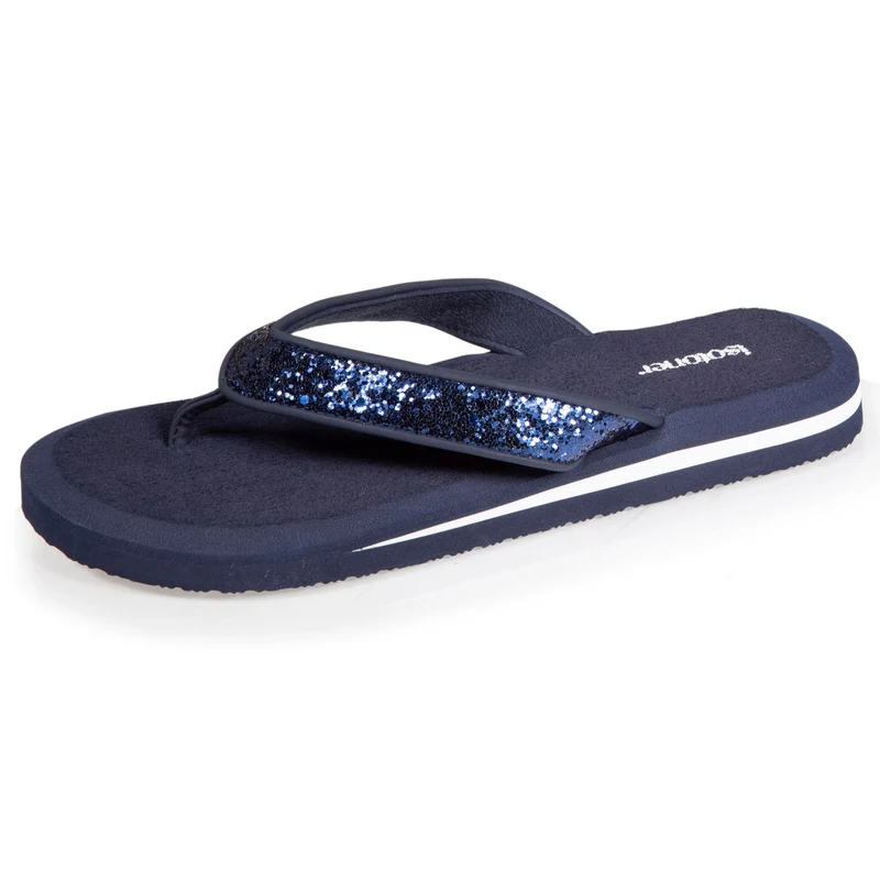 Tongs Femme confort YOGA à perles Marine