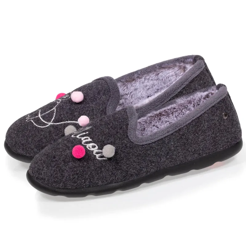 Chaussons charentaises Femme Gris fantaisie