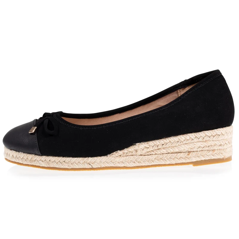 Ballerines Femme talon corde compensé Noir