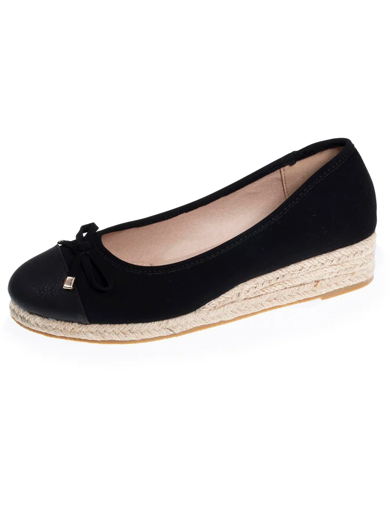 Ballerines Femme talon corde compensé Noir