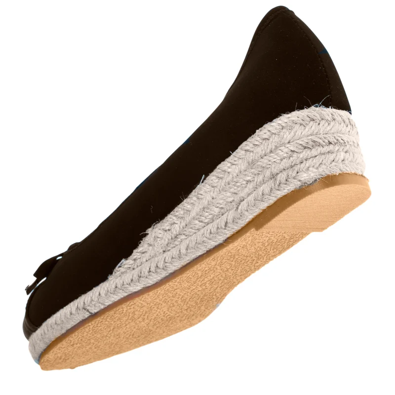 Ballerines Femme talon corde compensé Noir