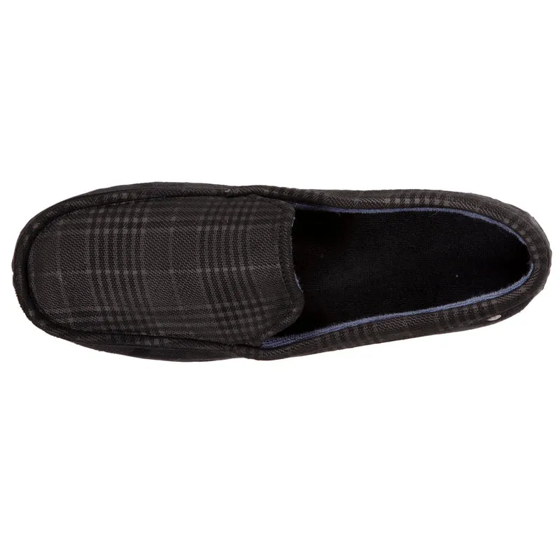 Chaussons mocassins Homme Noir tartan