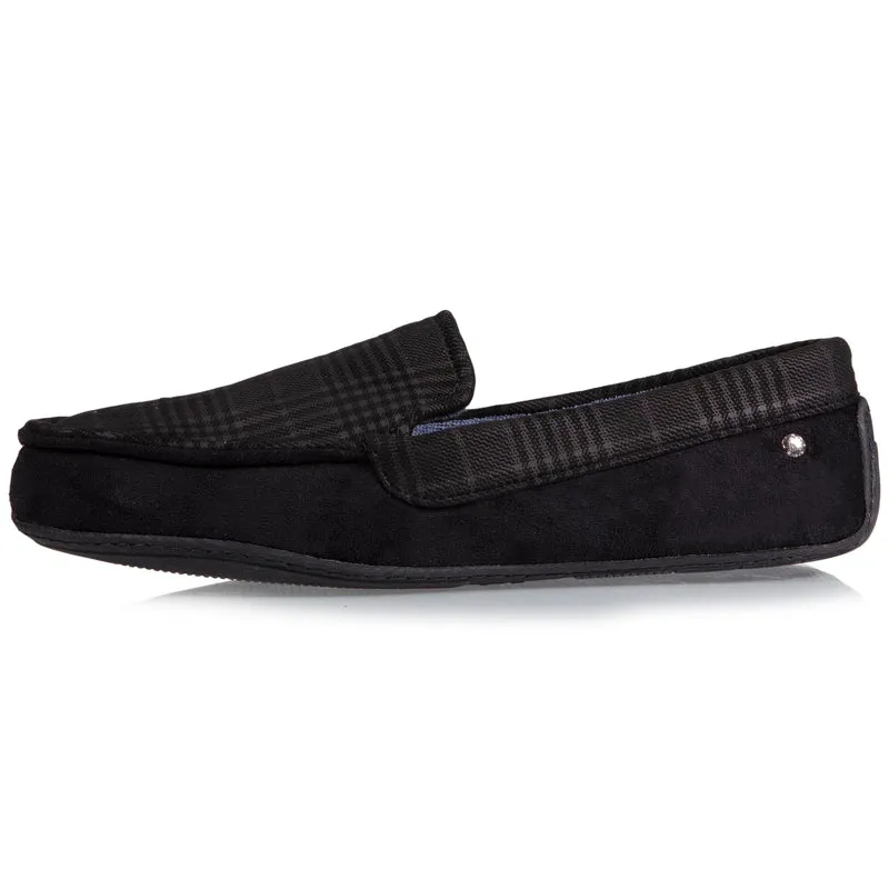Chaussons mocassins Homme Noir tartan