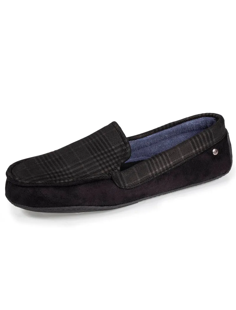 Chaussons mocassins Homme Noir tartan