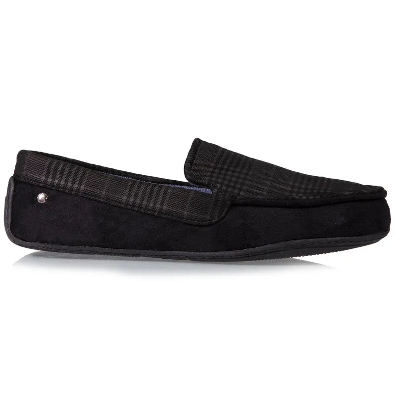 Chaussons mocassins Homme Noir tartan
