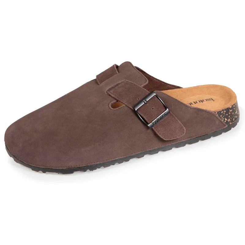 Mules sabots cuir Homme Chocolat