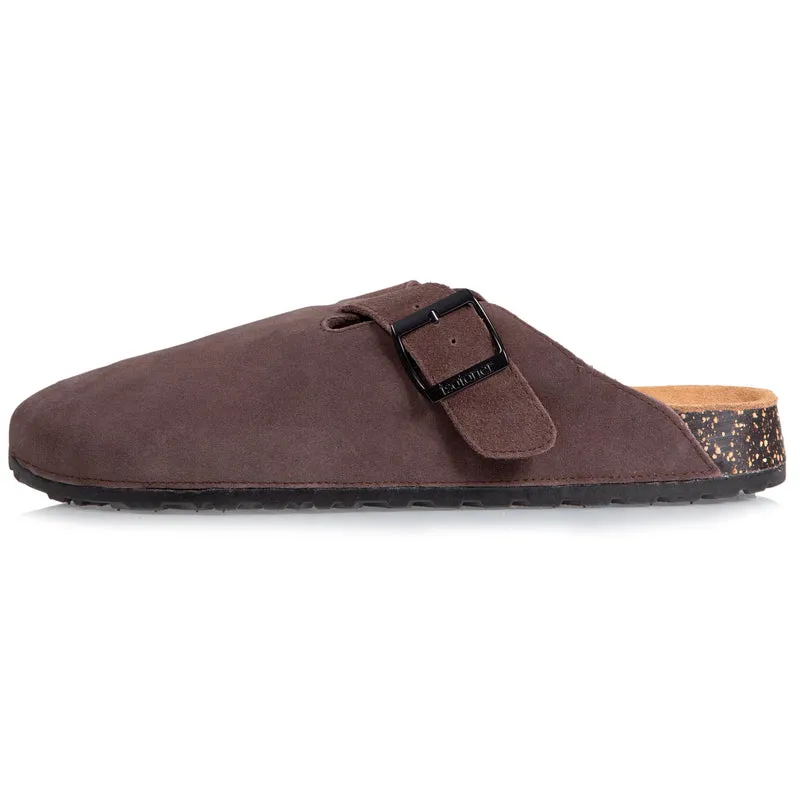 Mules sabots cuir Homme Chocolat