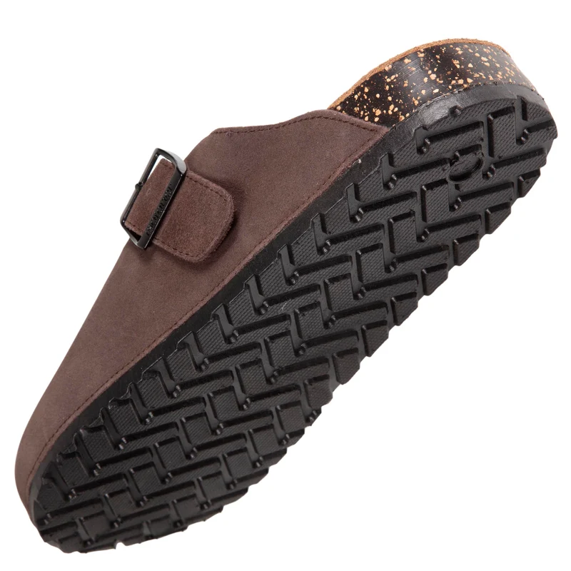 Mules sabots cuir Homme Chocolat
