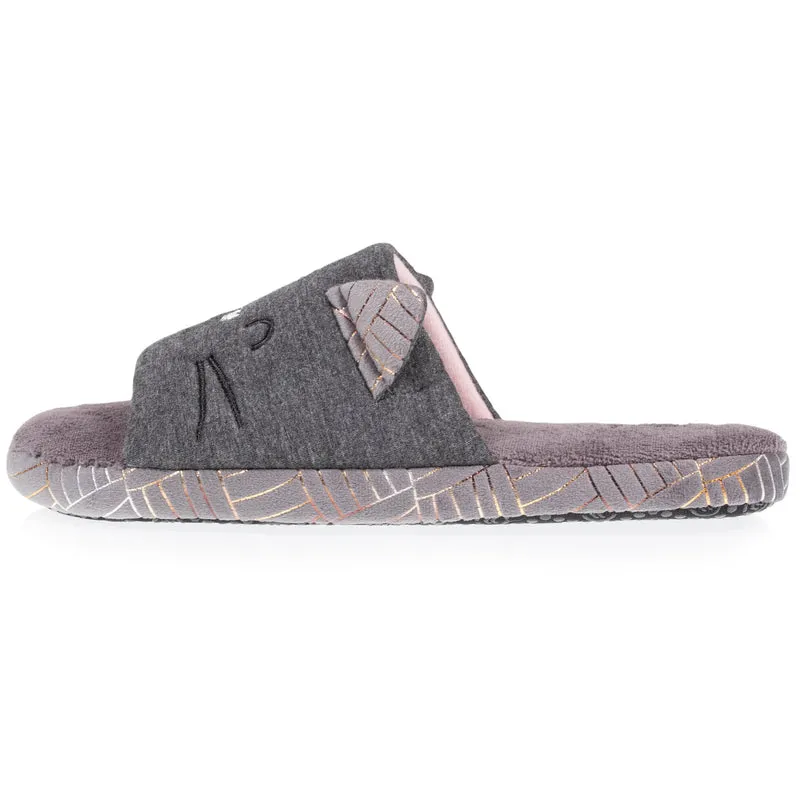 Chaussons sandales Femme 3D Gris chiné foncé