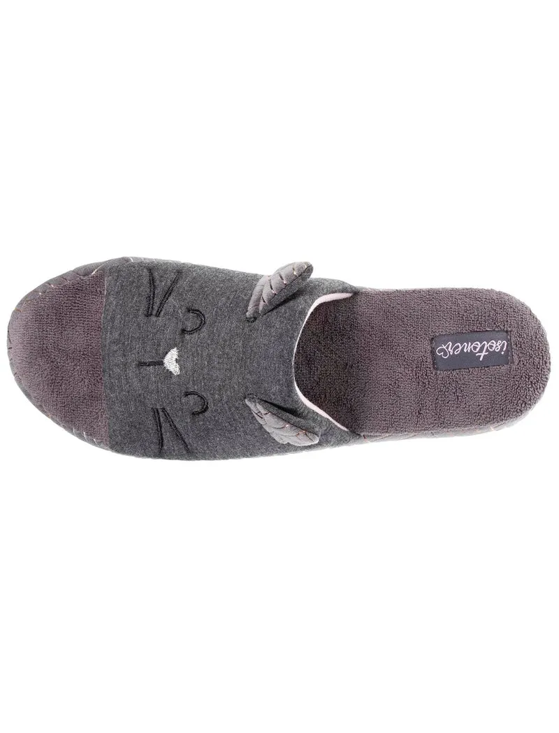 Chaussons sandales Femme 3D Gris chiné foncé