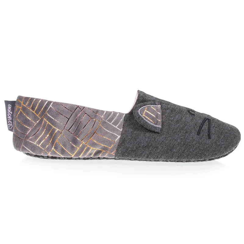 Chaussons slippers Femme 3D Gris chiné foncé