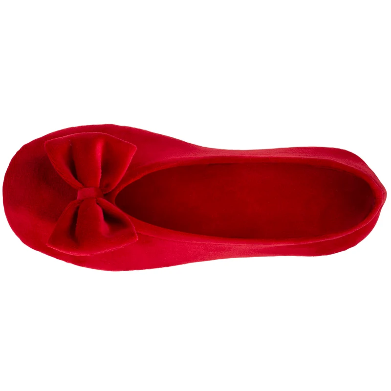 Chaussons ballerines Femme Grand Nœud Rouge