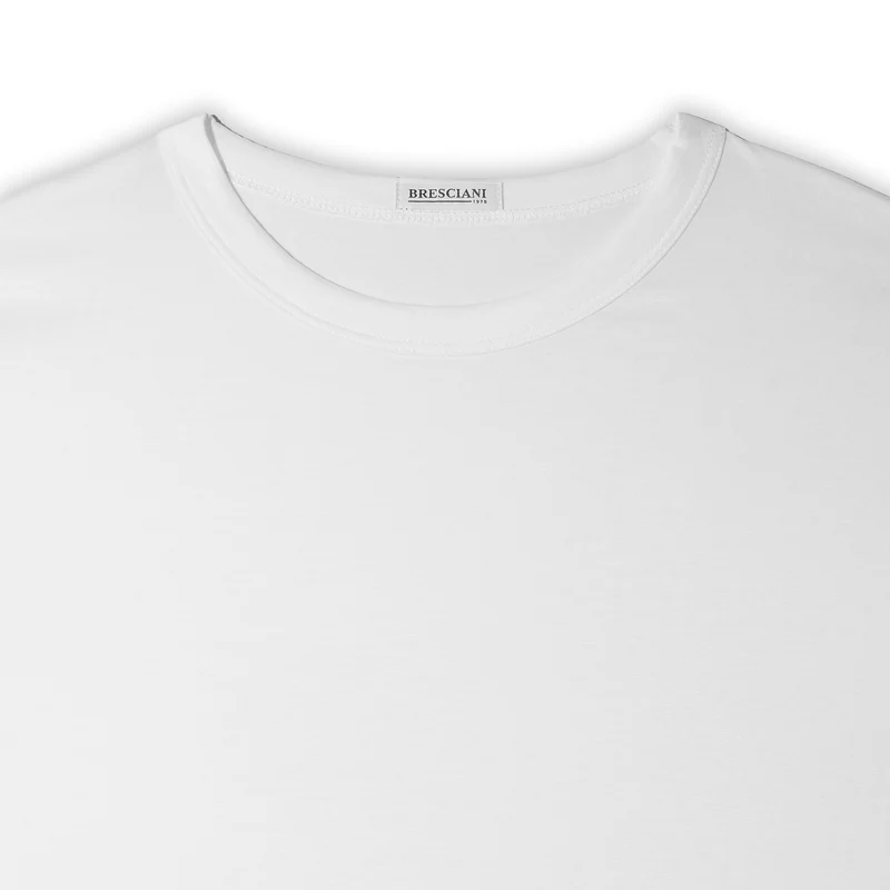 T-shirt col rond - Blanc - Coton