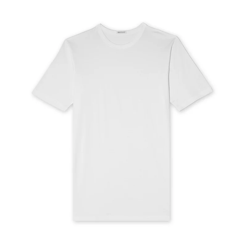 T-shirt col rond - Blanc - Coton