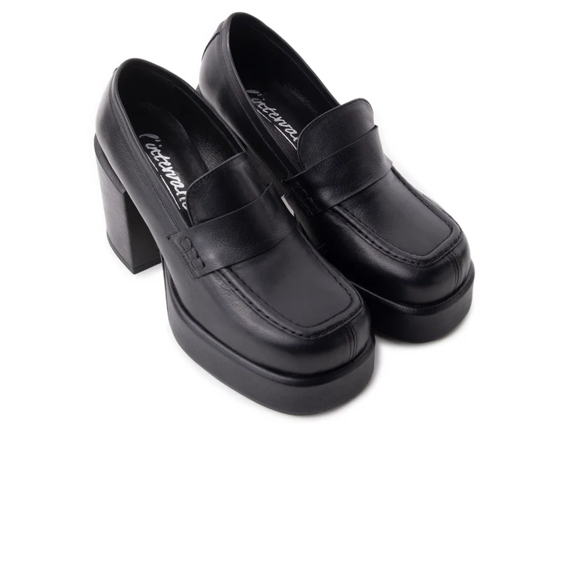 Soria Black Leather Covered
