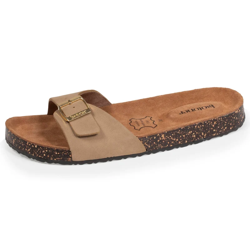 Mules Sandales Femme simple bride Taupe