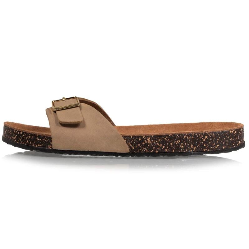 Mules Sandales Femme simple bride Taupe