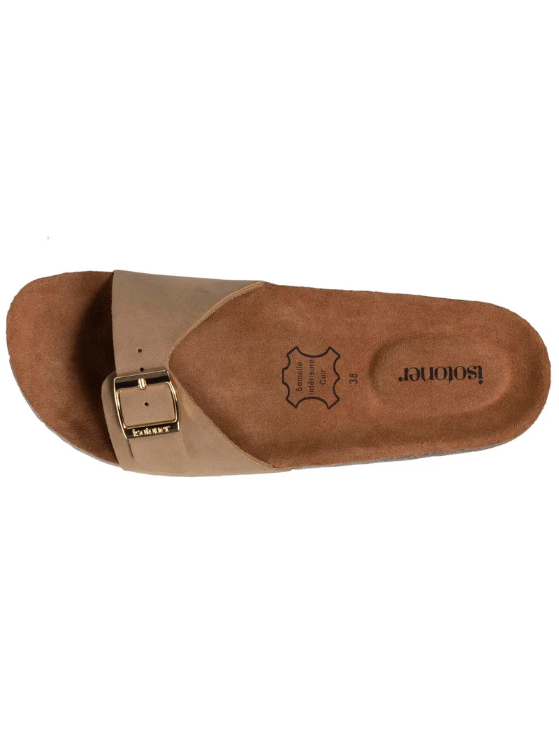 Mules Sandales Femme simple bride Taupe
