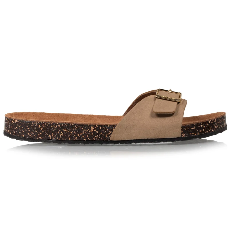 Mules Sandales Femme simple bride Taupe