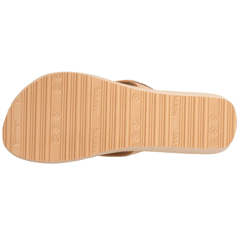 Tongs Femme talon paillettes Beige