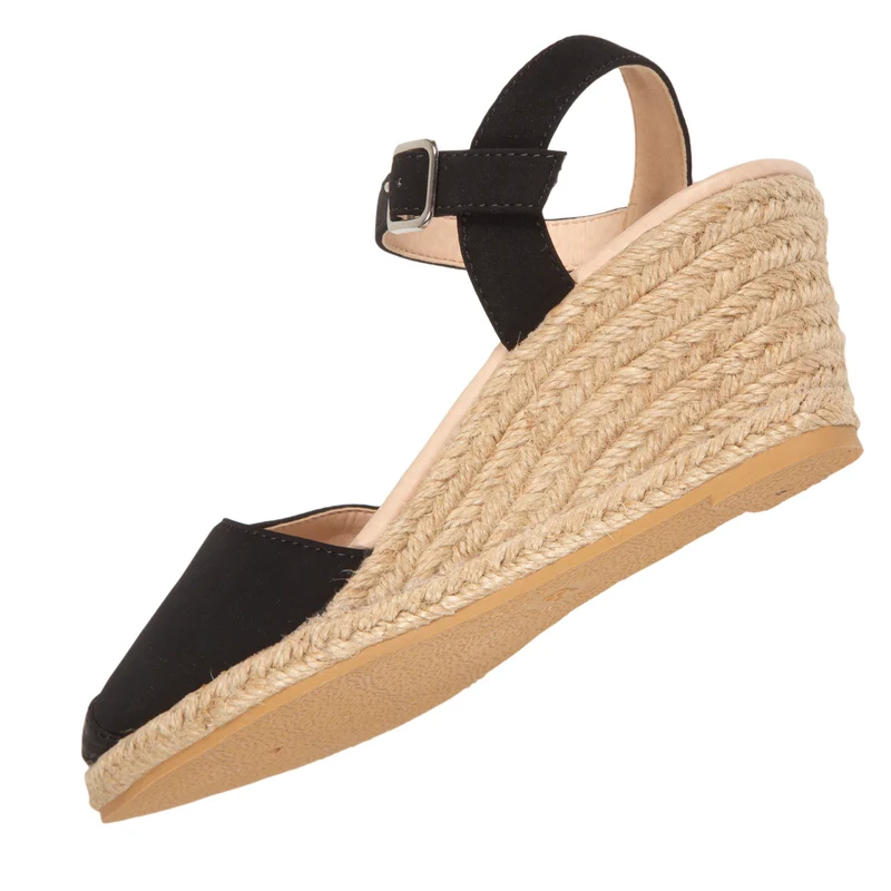 Espadrilles fermées Femme talon corde Noir