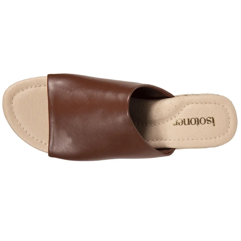 Mules Femme talon corde bandeau Cognac
