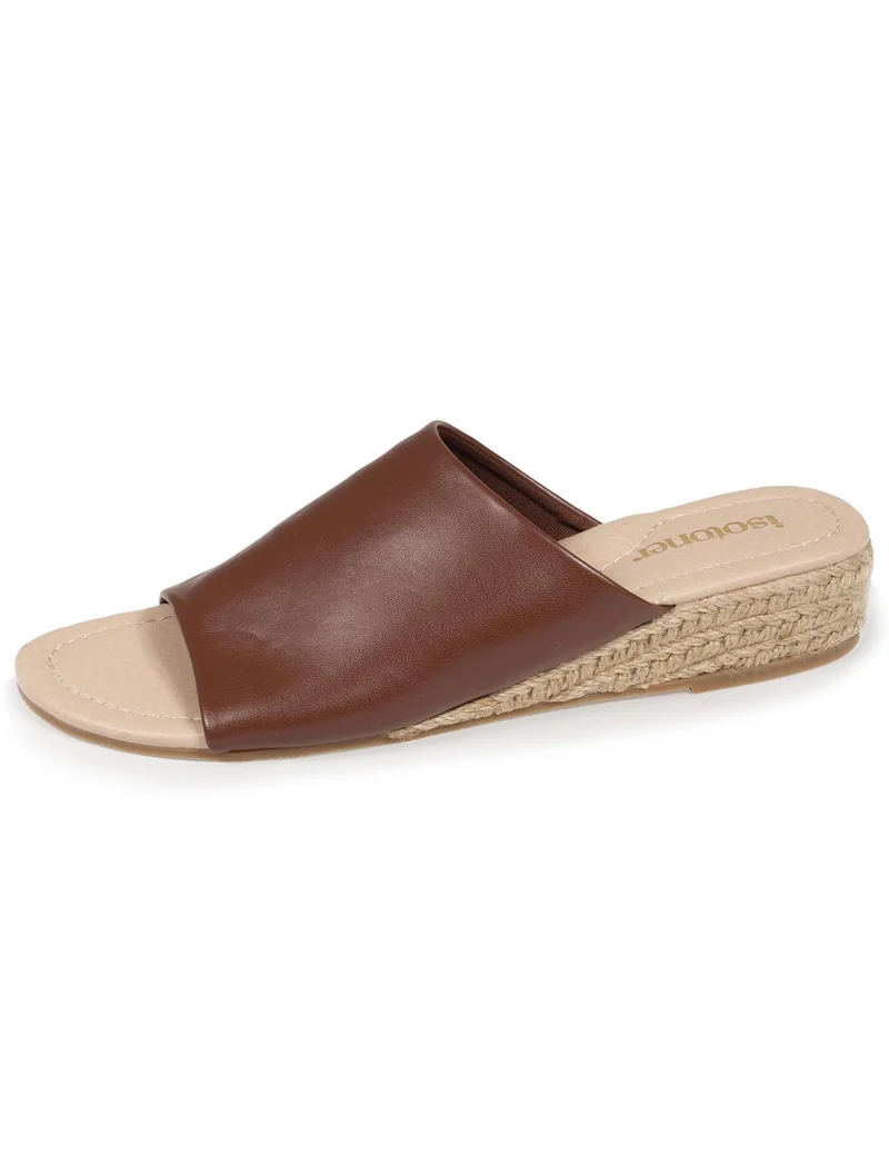 Mules Femme talon corde bandeau Cognac