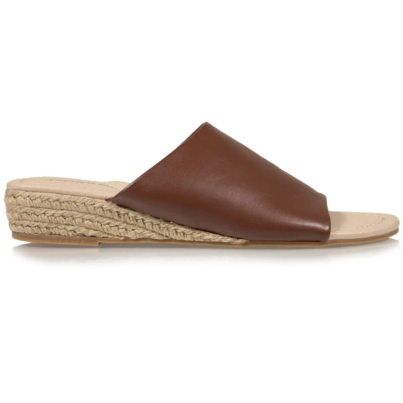 Mules Femme talon corde bandeau Cognac