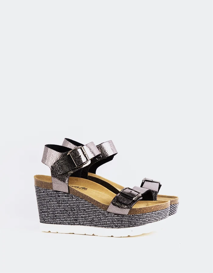 Goldie Pewter Cracked Leather
