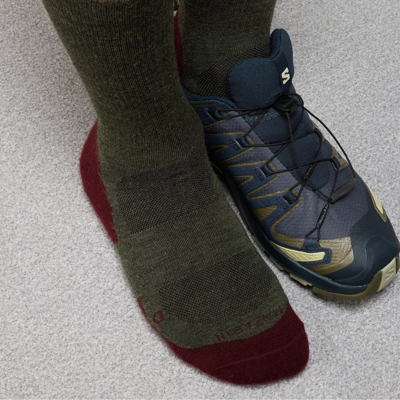 Mi-Bas | Kaki & Bordeaux - Laine