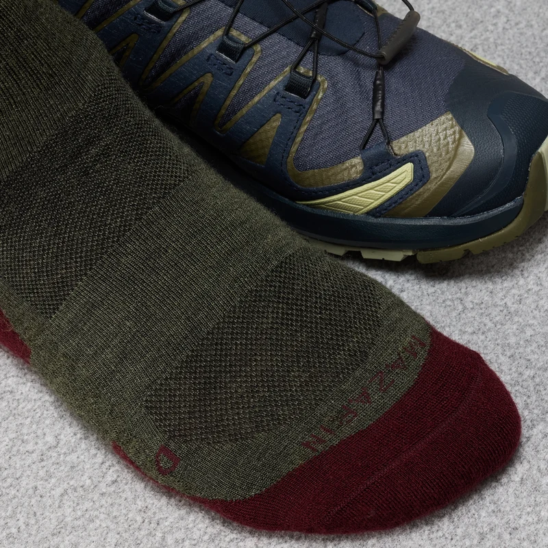 Mi-Bas | Kaki & Bordeaux - Laine