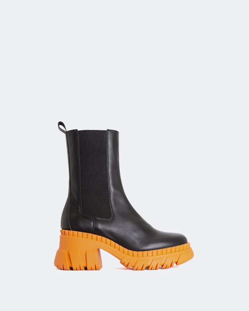 Rico Black Leather Orange Sole