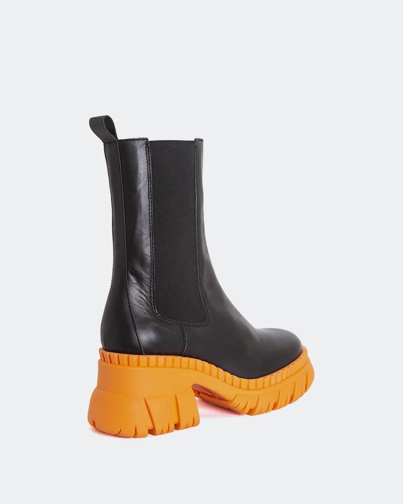 Rico Black Leather Orange Sole