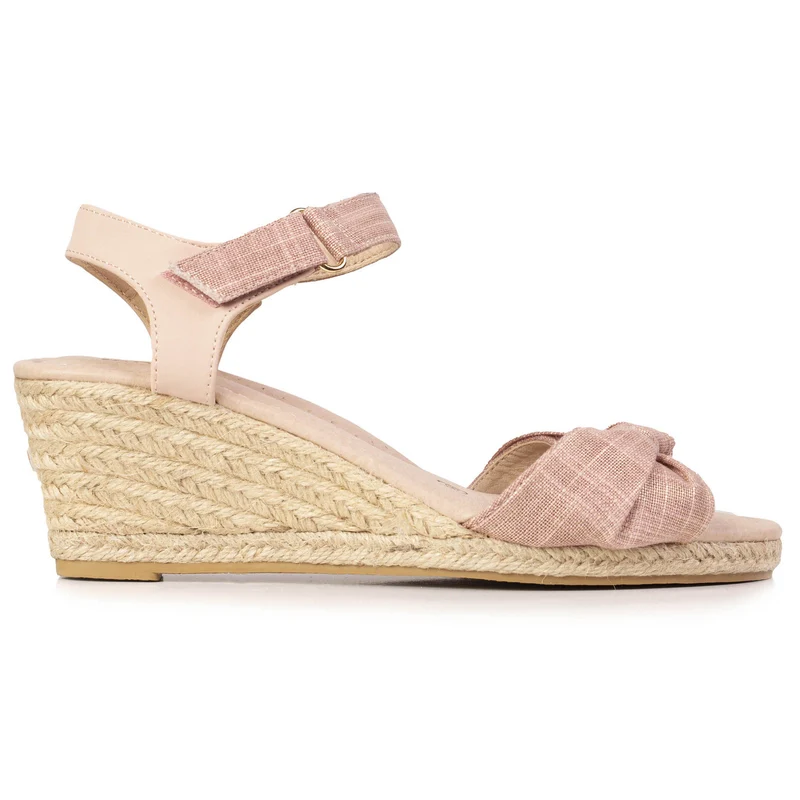 Espadrilles Femme nœud talon corde Rose