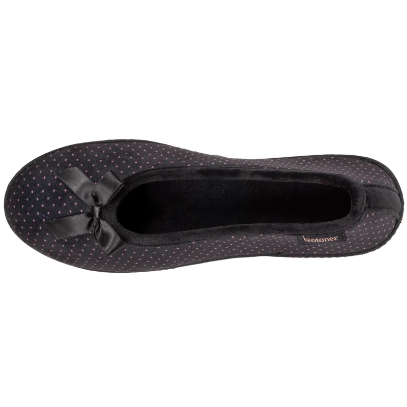 Chaussons ballerines talon Femme Noir Pois
