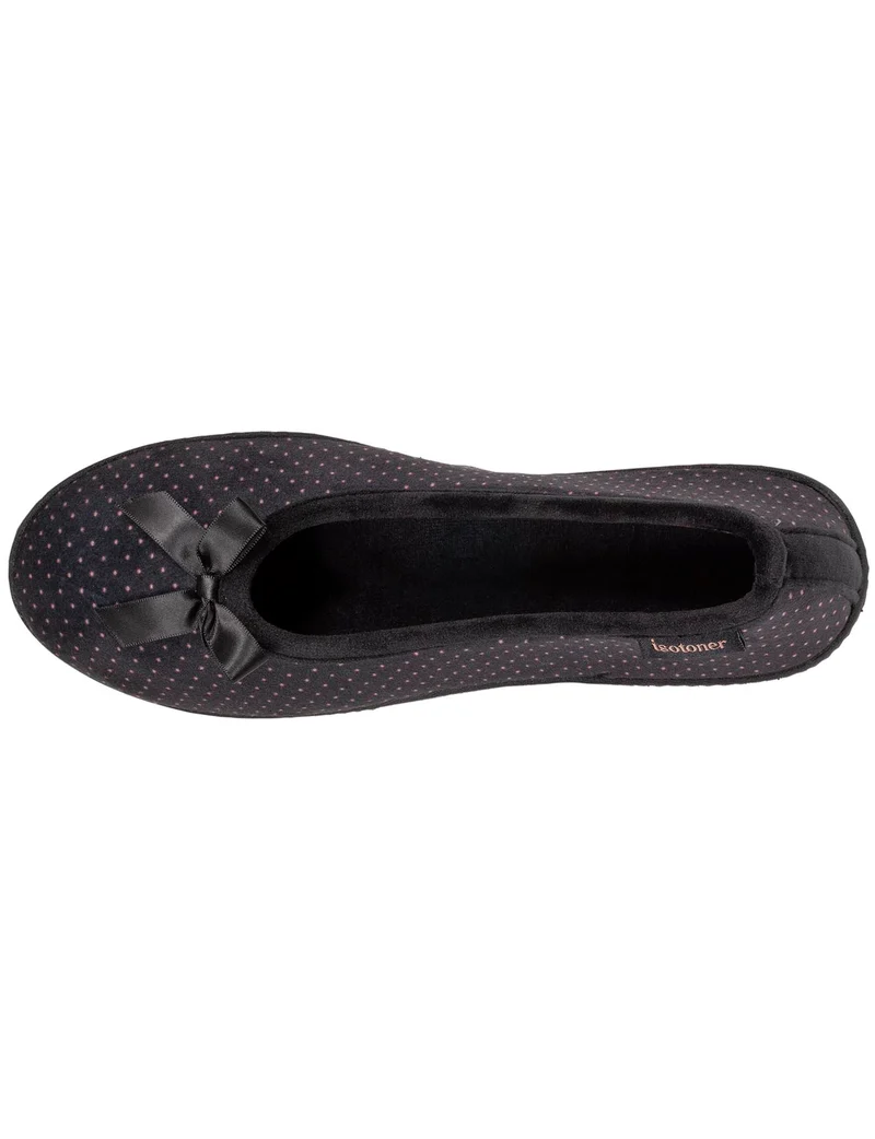 Chaussons ballerines talon Femme Noir Pois