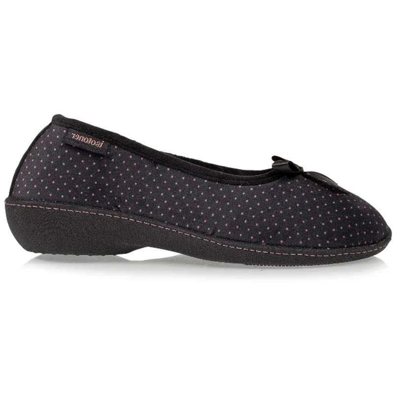 Chaussons ballerines talon Femme Noir Pois