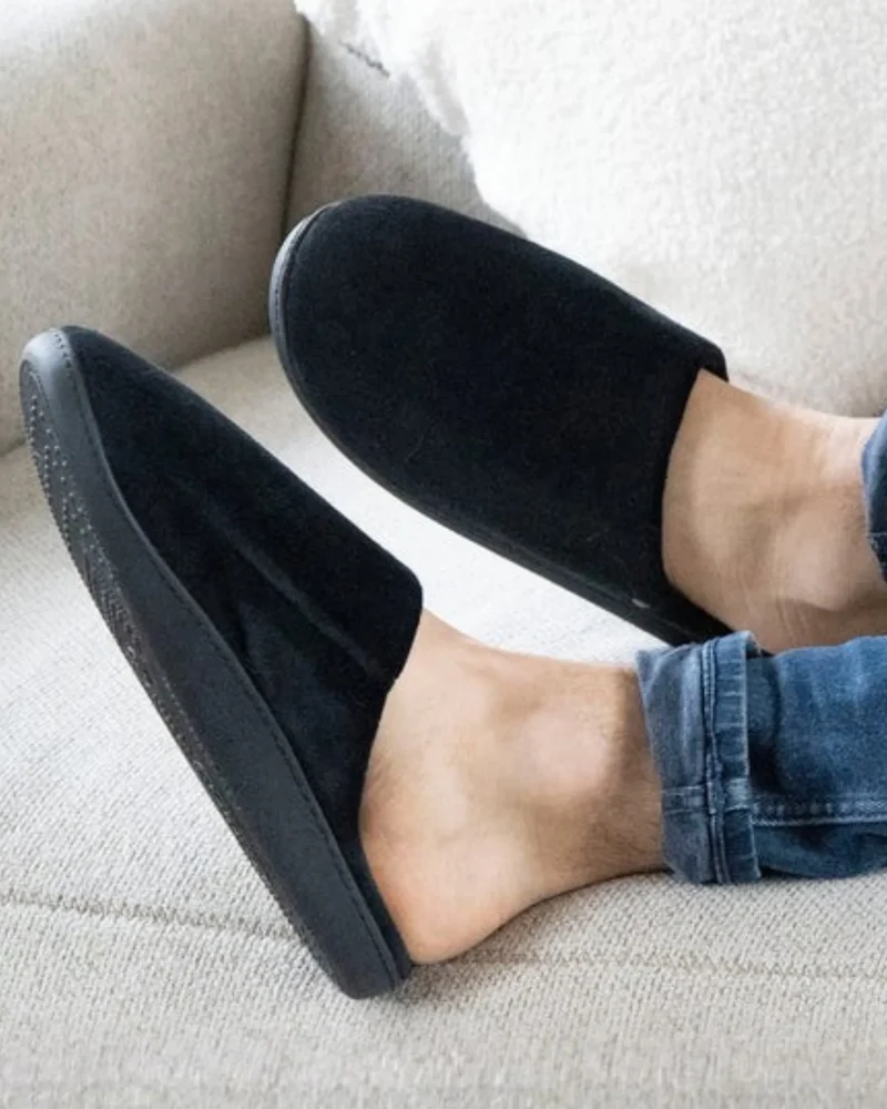Chaussons mules Homme Noir Chevrons