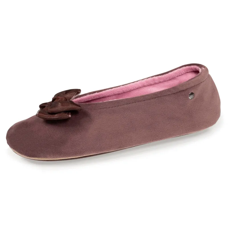 Chaussons ballerines Femme Nœud Taupe rose