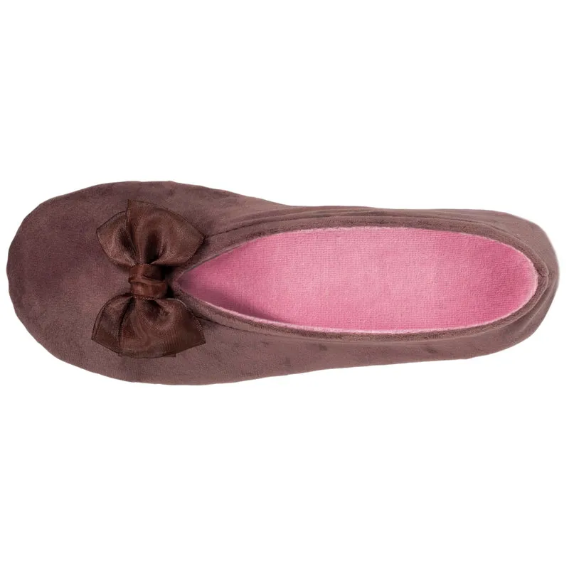 Chaussons ballerines Femme Nœud Taupe rose