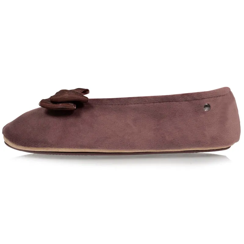 Chaussons ballerines Femme Nœud Taupe rose