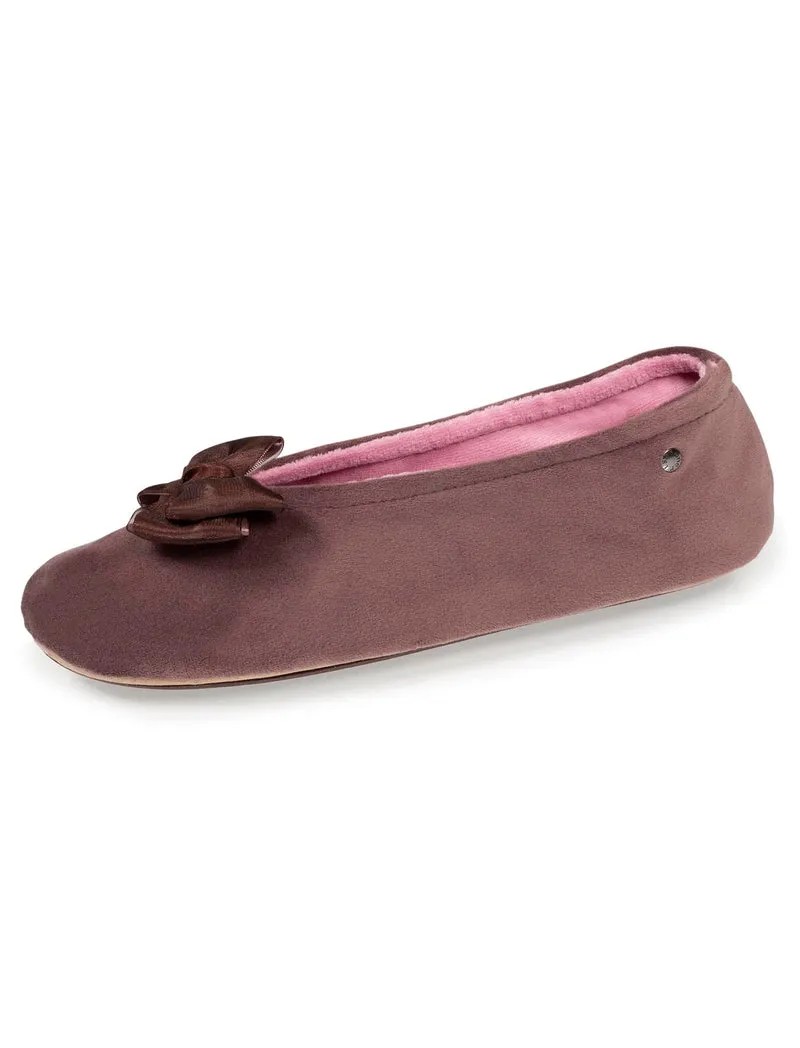 Chaussons ballerines Femme Nœud Taupe rose