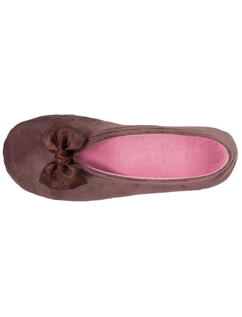 Chaussons ballerines Femme Nœud Taupe rose